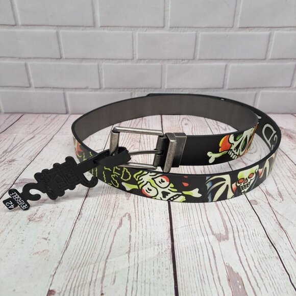 Ed Hardy Tattoo Design Reversible Belt Men's Size 42 New with Tags! - Picture 1 of 9